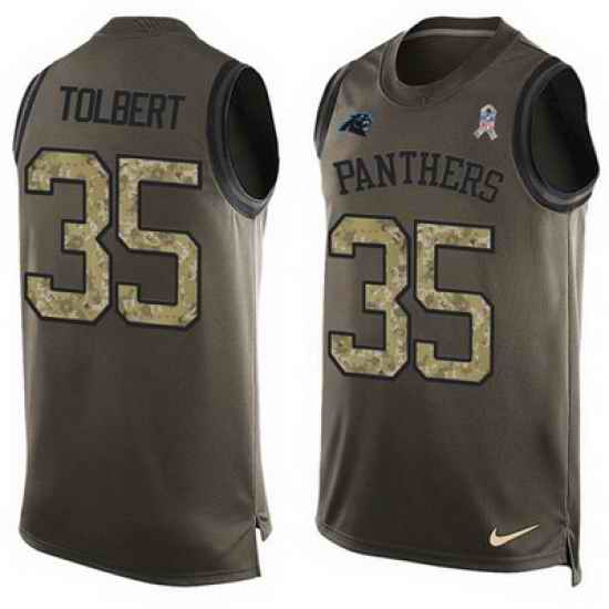 Nike Panthers #35 Mike Tolbert Green Mens Stitched NFL Limited Salute To Service Tank Top Jersey